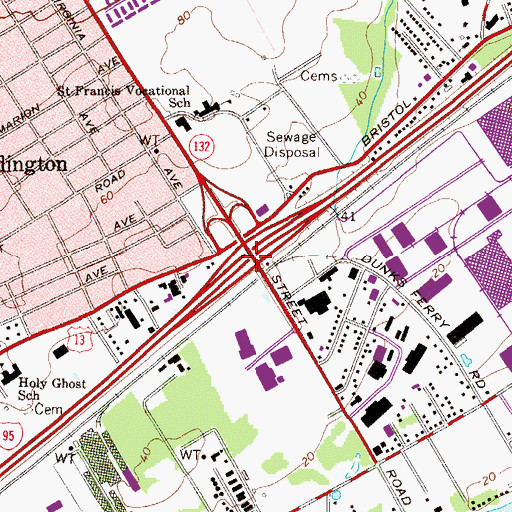 Topographic Map of Interchange 36, PA
