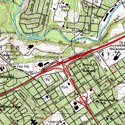 Topographic Map of Interchange 4, PA