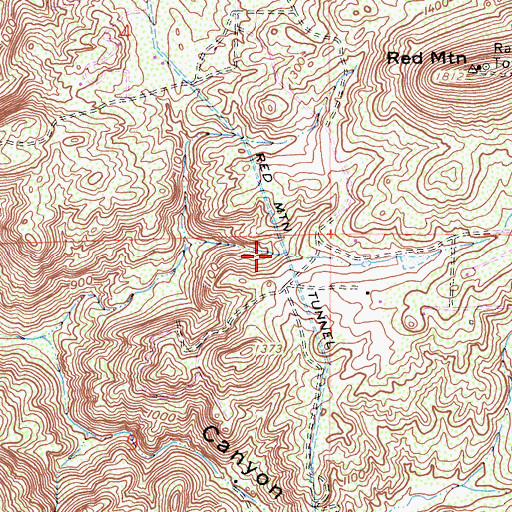 Topographic Map of Red Mountain Tunnel, CA