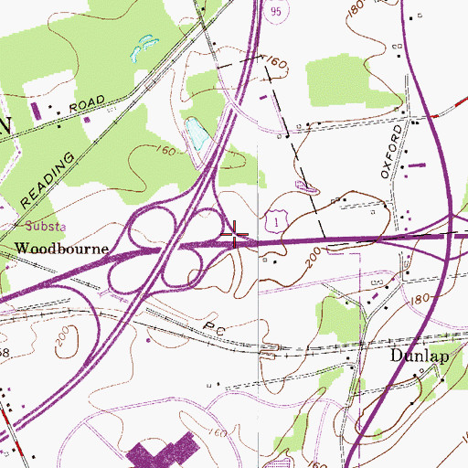 Topographic Map of Interchange 46A, PA