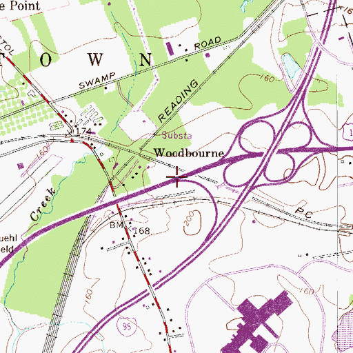 Topographic Map of Interchange 46B, PA