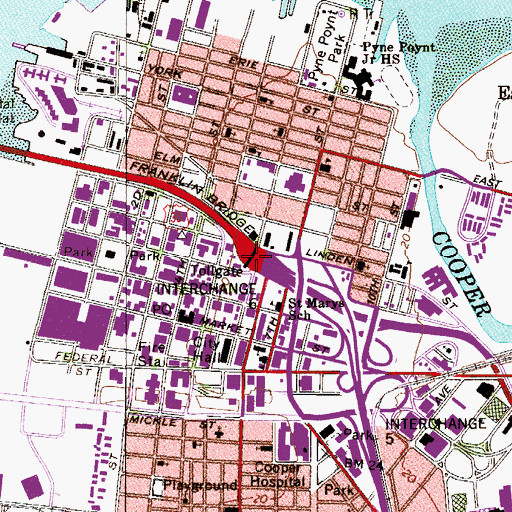 Topographic Map of Interchange 5C, NJ