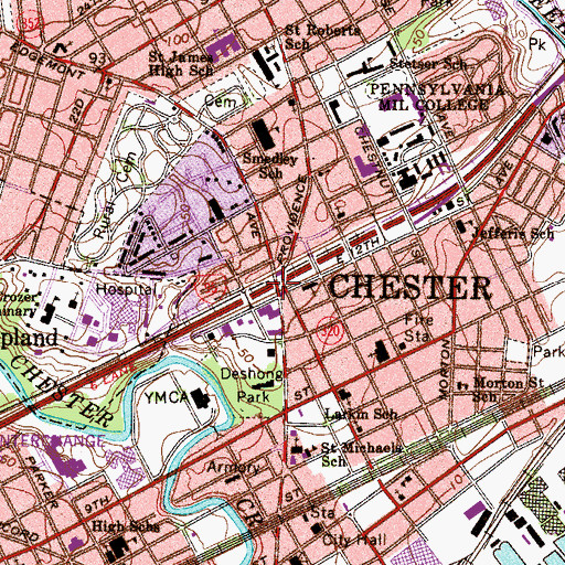 Topographic Map of Interchange 6, PA