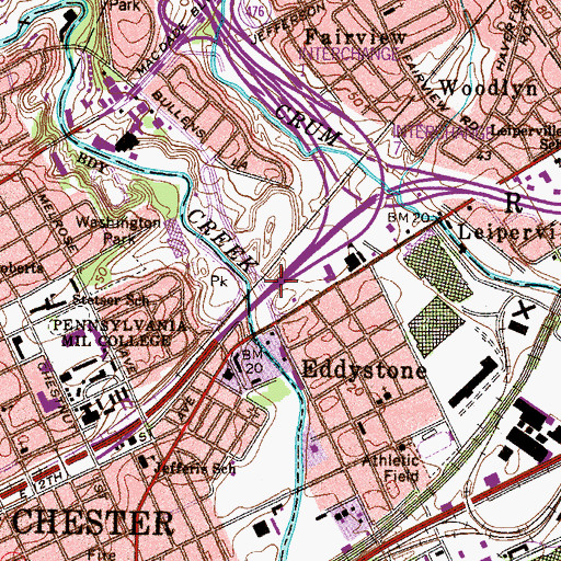 Topographic Map of Interchange 7, PA