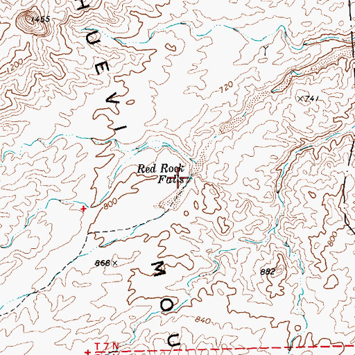 Topographic Map of Red Rock Falls, CA