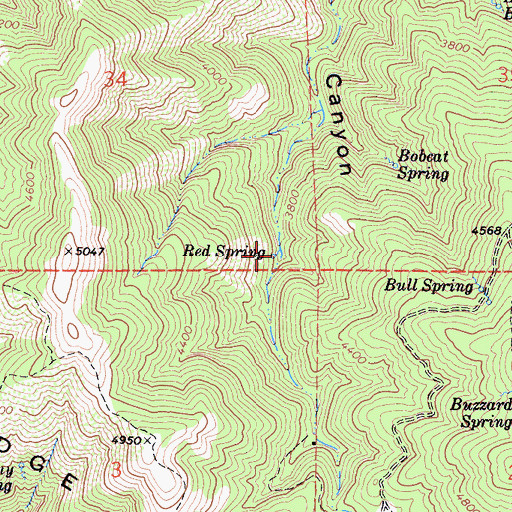 Topographic Map of Red Spring, CA