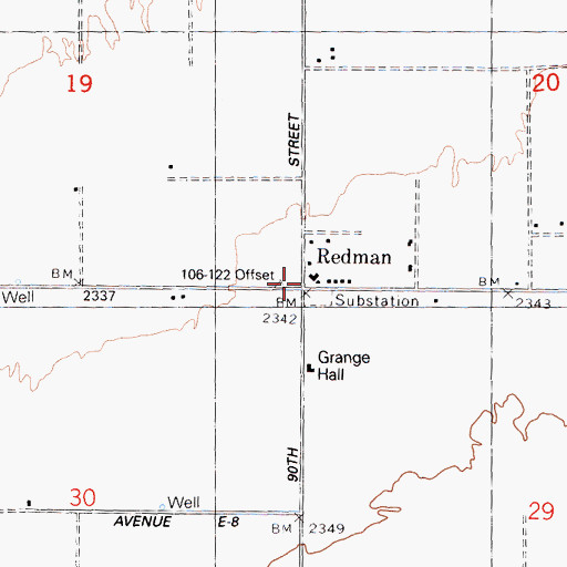Topographic Map of Redman, CA