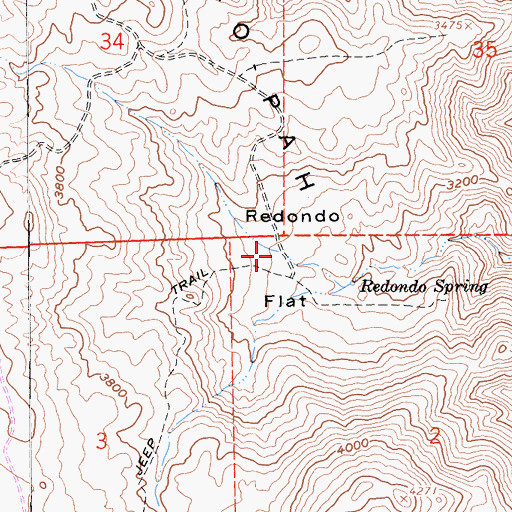 Topographic Map of Redondo Flat, CA