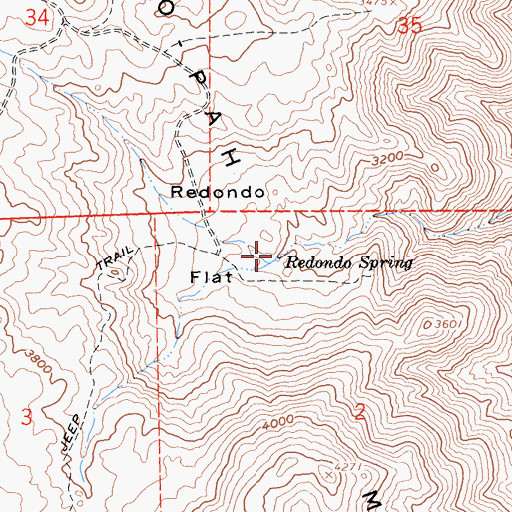 Topographic Map of Redondo Spring, CA