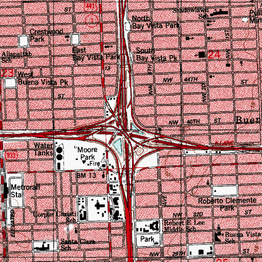 Topographic Map of Interchange 1, FL