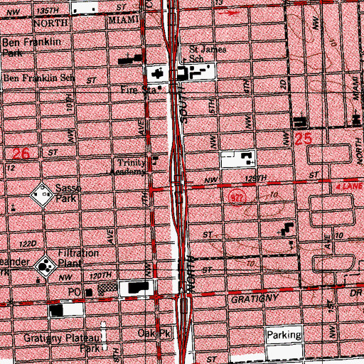 Topographic Map of Interchange 10A, FL