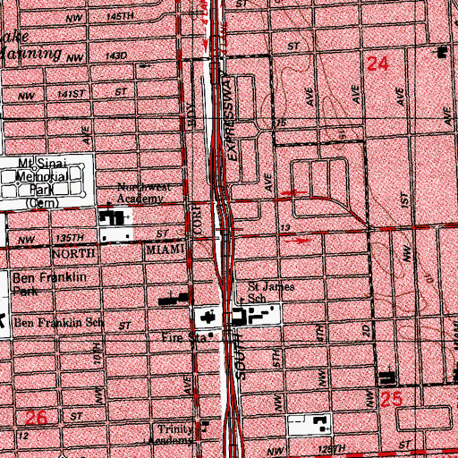 Topographic Map of Interchange 10B, FL