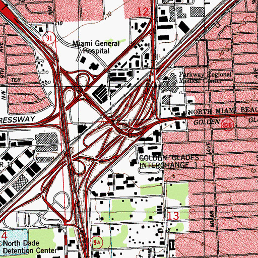 Topographic Map of Interchange 12B, FL