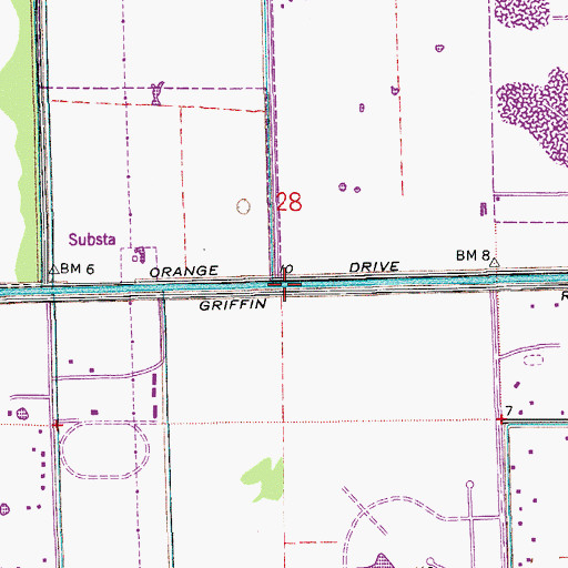 Topographic Map of Interchange 13A and 13B, FL