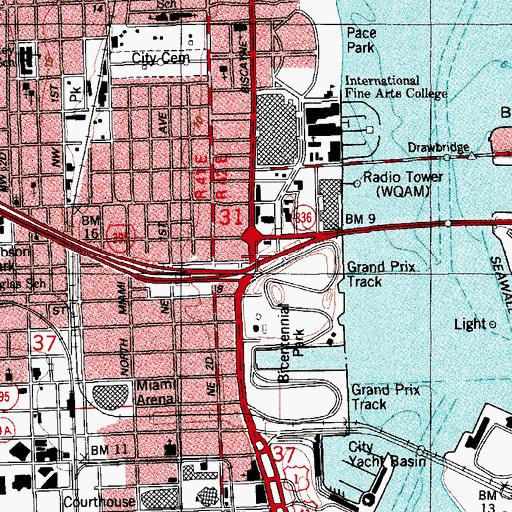 Topographic Map of Interchange 1A and 1B, FL