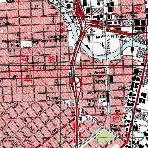 Topographic Map of Interchange 1B, FL