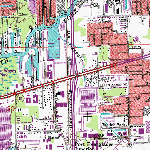 Topographic Map of Interchange 25, FL