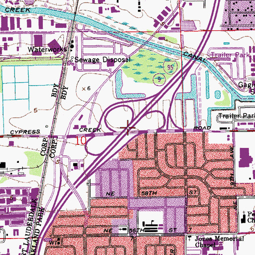 Topographic Map of Interchange 33A and 33B, FL