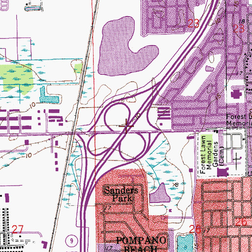 Topographic Map of Interchange 38A and 38B, FL