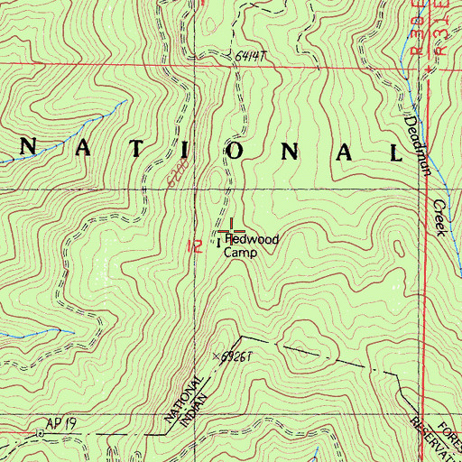 Topographic Map of Redwood Camp, CA