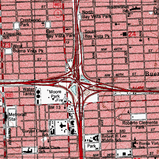 Topographic Map of Interchange 4A and 4B, FL