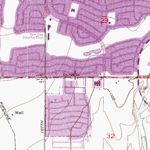 Topographic Map of Country Meadows, AZ