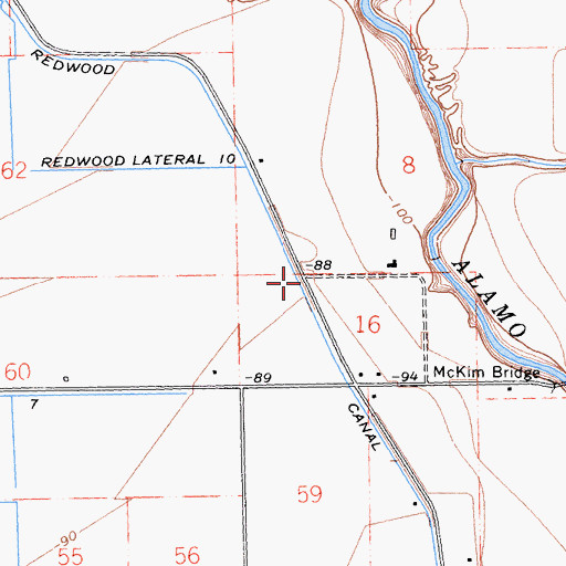 Topographic Map of Redwood Canal, CA
