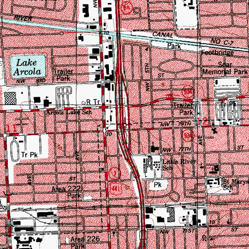 Topographic Map of Interchange 7, FL