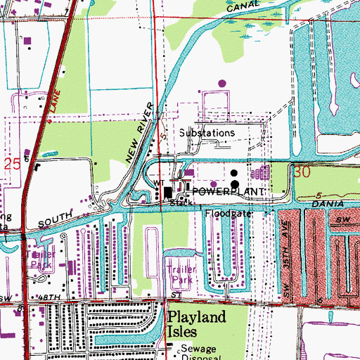 Topographic Map of Florida Power and Light Lauderdale Steam Plant, FL