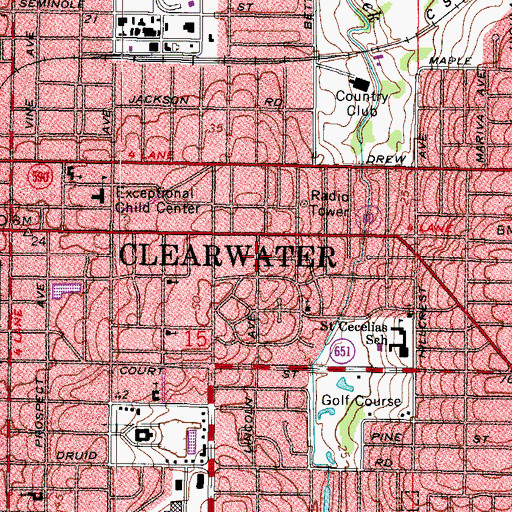 Topographic Map of Christian Outreach Center, FL