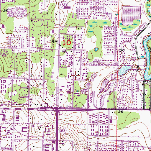 Topographic Map of Church of Christ at 58th Street, FL