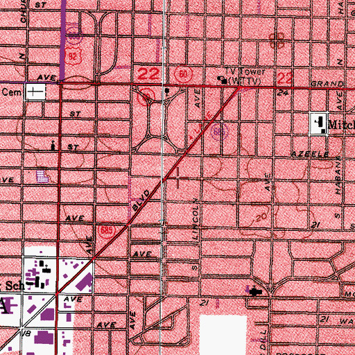Topographic Map of Church of Christ on Henderson Boulevard, FL