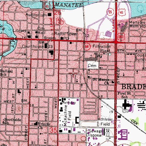 Topographic Map of Church of the Living God, FL