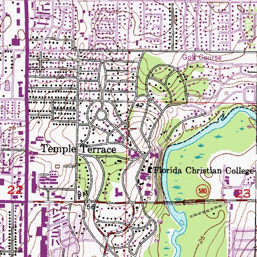 Topographic Map of Community Church of Temple Terrace, FL