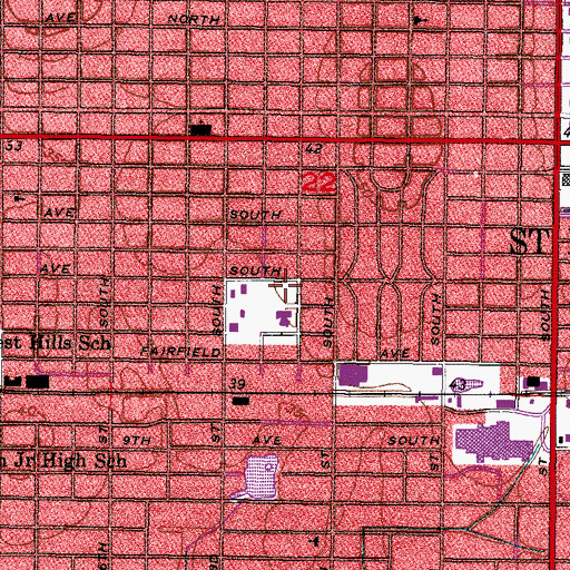 Topographic Map of Fifth Avenue Church of Christ, FL