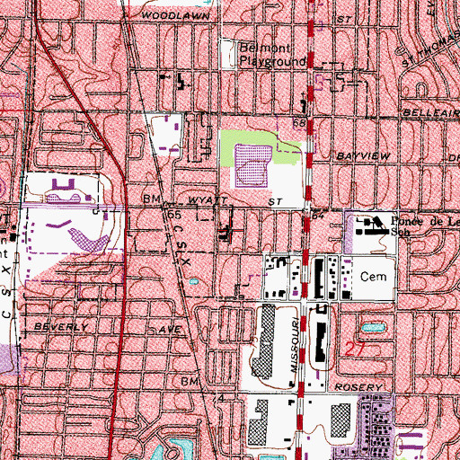 Topographic Map of First Assembly of God Church, FL