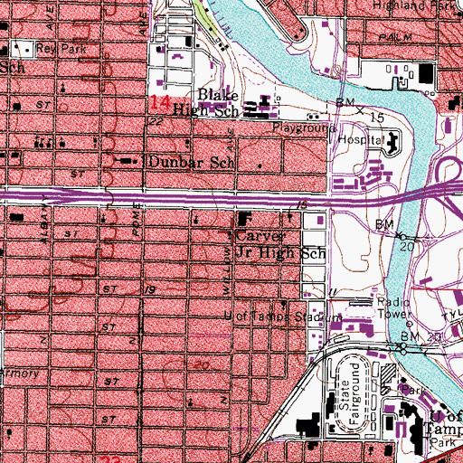 Topographic Map of First Baptist Church of West Tampa, FL