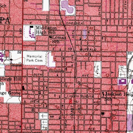Topographic Map of First Born Church of the Living God, FL