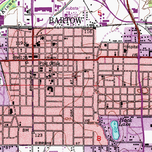 Topographic Map of First Christian Church, FL