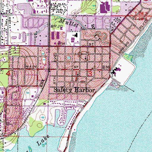 Topographic Map of First Presbyterian Church of Safety Harbor, FL