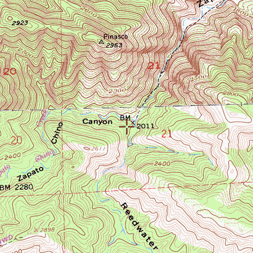 Topographic Map of Reedwater Canyon, CA