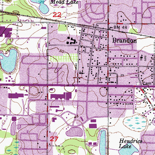 Topographic Map of First United Methodist Church of Brandon, FL