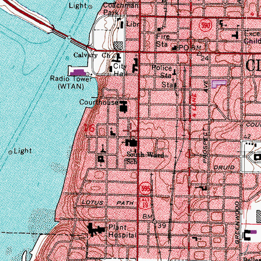 Topographic Map of First United Methodist Church of Clearwater, FL