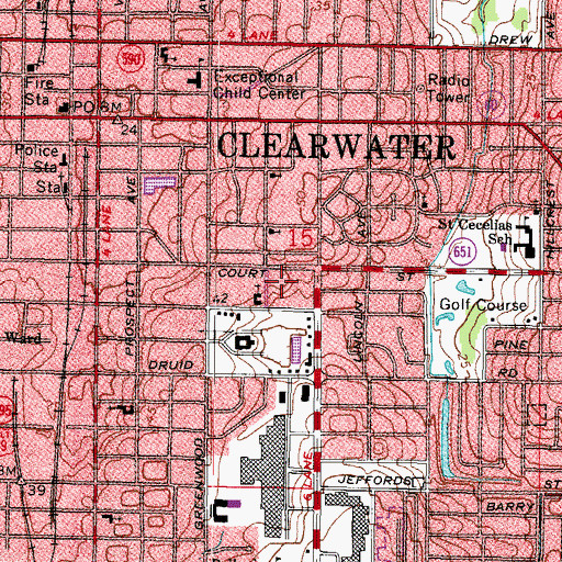 Topographic Map of Flowing River Church, FL