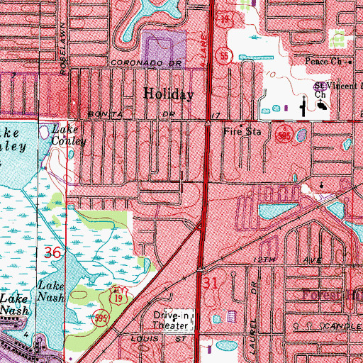 Topographic Map of Harvest Time Church, FL