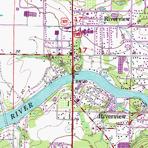 Topographic Map of Riverview Bridge, FL