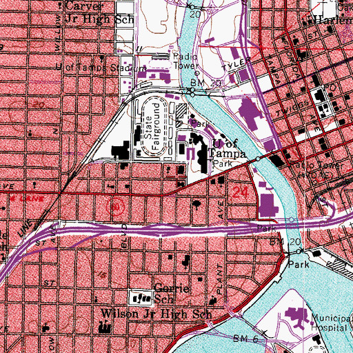 Topographic Map of Alfred and Beverly Austin Hall, FL