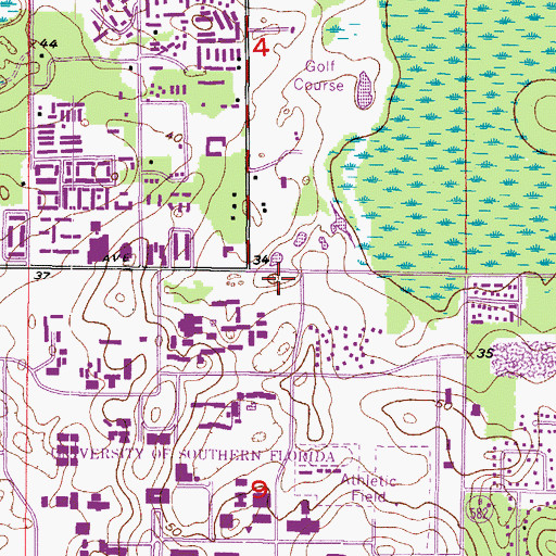 Topographic Map of Auxiliary Service Building University of South Florida, FL