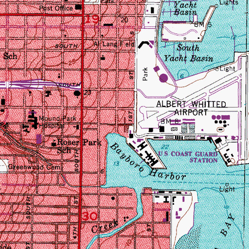 Topographic Map of Bayboro Hall, FL