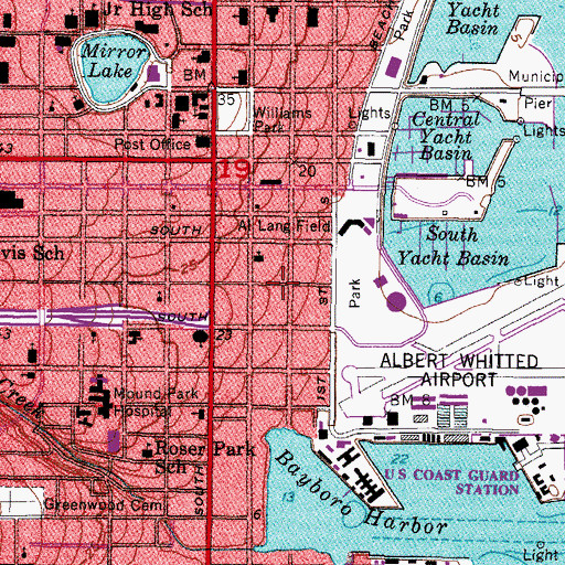 Topographic Map of Bayboro Tower, FL